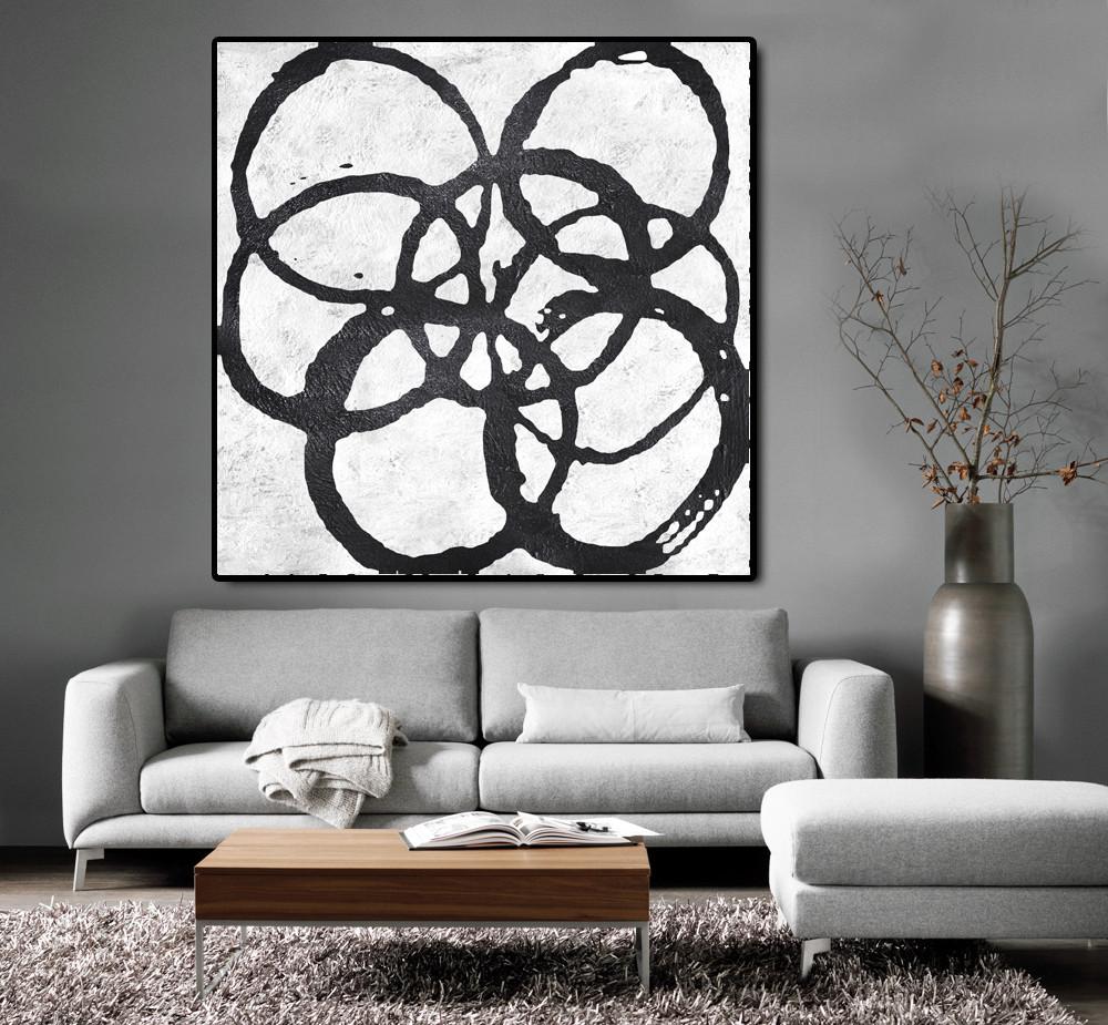 Minimal Black and White Painting #MN16A - Click Image to Close